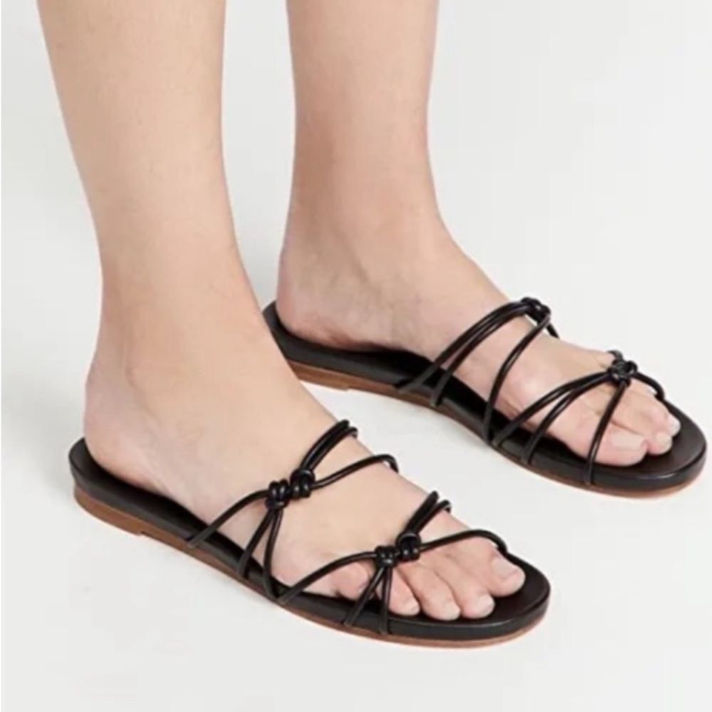 NWOT BOX Veronica  beard black strappy leather Eda sandals